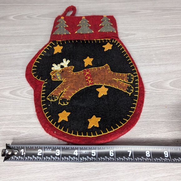 Felt Mitten Reindeer Christmas Stocking 11" x 8" - Picture 6 of 7